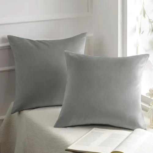 Miniatura 18 de Phantoscope Paquete de 2 Fundas de Cojín Decorativas de Terciopelo Suaves Sólidas Cuadradas para Sofá Color Taupe 22 x 22 pulgadas 55 x 55 cm Gris