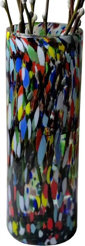 Florero de cristal mexicano soplado a mano para decoración del hogar, florero multicolor de confeti Carmen para centro de mesa, sala de estar,