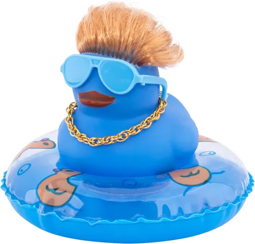 wonuu Decoración de pato de goma para automóvil, color para tablero de instrumentos de automóvil, accesorios con mini anillo de natación y gafas de