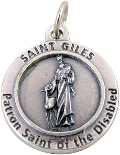 Miniatura 2 de Medalla de santos católicos con base de alpaca, con inscripción de oración de protección, 34 pulgadas.