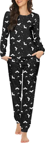 Miniatura 103 de Ekouaer Conjunto de pijama de manga larga para mujer, ropa de dormir suave con cuello redondo y bolsillos