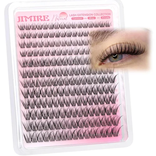 Miniatura 10 de JIMIRE - Racimos de pestañas marrones, 6 estilos mixtos, rizado D, extensiones de pestañas naturales, 476 piezas, racimos de pestañas esponjosas