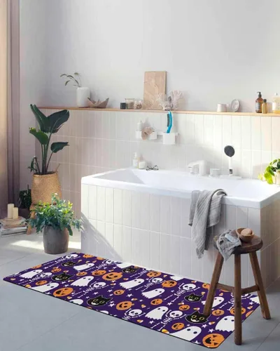 Miniatura 4 de Tapete de baño de Halloween para bañera, antideslizante, de secado rápido y absorbente, tierra de diatomeas, fregadero, dormitorio, cocina, lavable