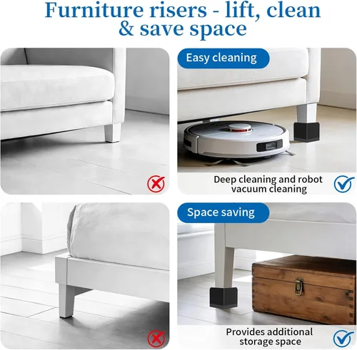 Miniatura 5 de Ezprotekt Elevadores de cama rectangulares ajustables que elevan hasta 1.5 pulgadas, elevadores de muebles adecuados para mesas, sofás, patas