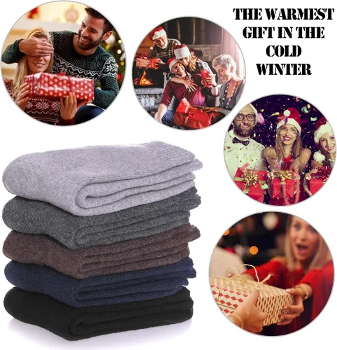Miniatura 6 de MQELONG Womens 5 Pairs Soft Thick Comfort Casual Cotton Warm Wool Crew Winter Socks