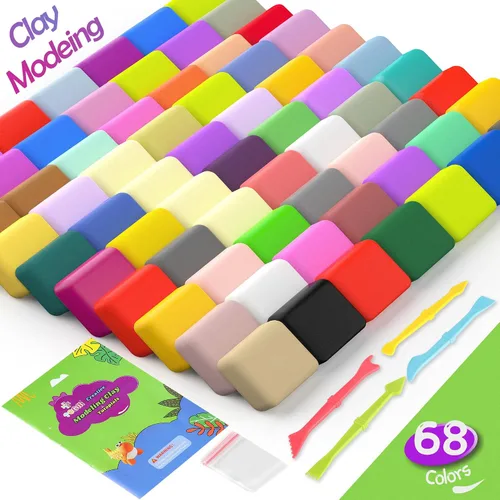 Miniatura 2 de Arcilla seca al aire para niños, kit de arcilla de modelado de 68 colores con herramientas de esculpir, modelo de arcilla mágica, regalo de artes