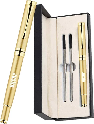 Miniatura 13 de Bolígrafo personalizado de texto/logotipo con 3 repuestos negros, negocios grabados, lujo, ejecutivo profesional, oficina, el mejor juego de regalo
