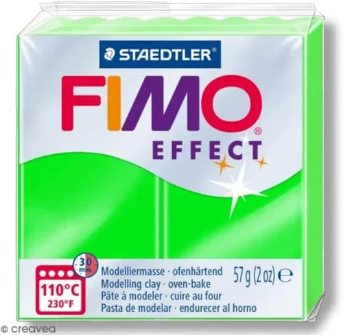 STAEDTLER 8010-501 FIMO Effect - Arcilla de modelado de polímero endurecedor en horno - Verde neón (2.01 oz)