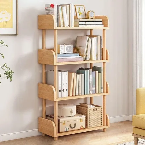 Miniatura 15 de Estantería de 4 niveles, estantería estándar para el hogar, moderna estantería de madera con estantes rectangulares para dormitorio, oficina, Blanco