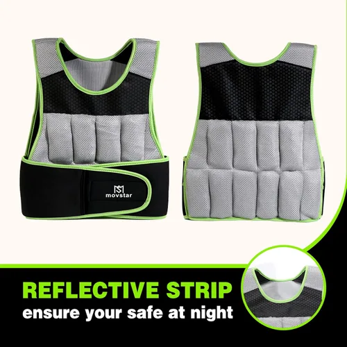 Miniatura 4 de Chaleco con peso ajustable para mujeres y hombres con diseño reflectante de 10 libras, chaleco de entrenamiento de 20 libras para entrenamiento