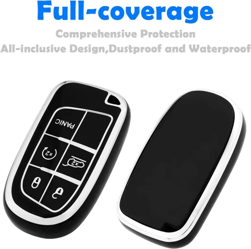 Miniatura 3 de XIYANG TRADE Funda para llavero Jeep con llavero, carcasa de TPU suave protección completa para llave inteligente Grand Cherokee Renegade Chrysler