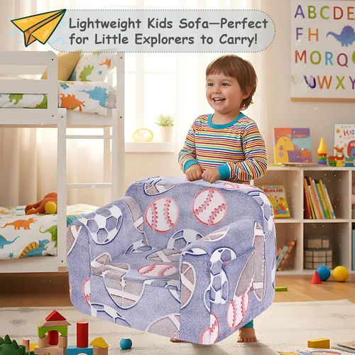 Miniatura 5 de Tiita Sofá para Niños, Sofá para Niños con Asa de Transporte, Sofá de Espuma Portátil para Niños Pequeños, Sofá de Guardería para Niños que Brilla