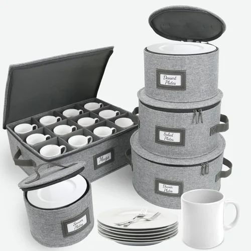 Miniatura 32 de HOMELUX THEORY 8 piezas de contenedores de almacenamiento de porcelana de carcasa dura, almacenamiento de tazas, copas de vino, utensilios
