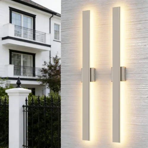 Miniatura 23 de Aipsun Aplique de pared negro para exteriores, 3000 K, 4000 K, 6000 K, 23.6 pulgadas, luz exterior moderna de 23.6 pulgadas, 1 paquete, luz de pared