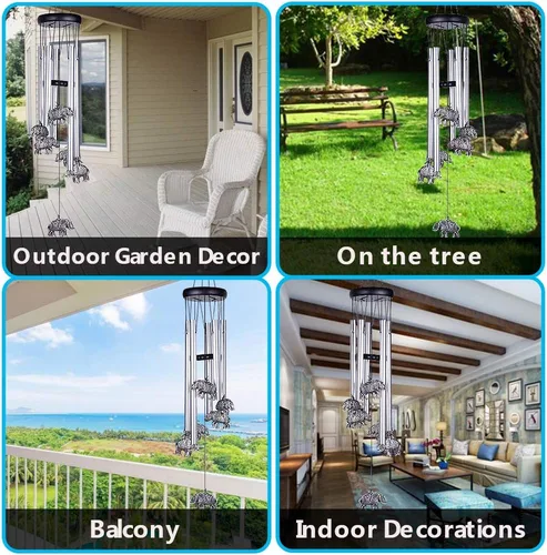 Miniatura 6 de Campanillas de viento de elefante al aire libre para decoración de interiores – Campana de viento romántica hecha a mano pura de 28 pulgadas