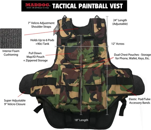 Miniatura 6 de MAddog® Chaleco táctico deportivo de paintball arnés