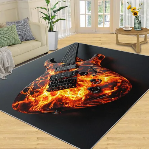 Miniatura 16 de Alfombra de guitarra, alfombra de 2 x 3 pies para entrada, alfombra de área musical, alfombra lavable de guitarra fresca para dormitorio, alfombra