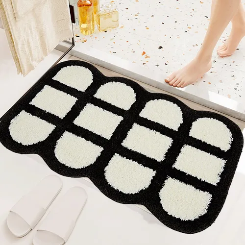 Miniatura 19 de UKELER ELER - Bonita alfombra de baño Chill Pill, azul, absorbente, antideslizante, lavable, suave, lanuda alfombra de ducha de 27.5 x 15.5 pulgadas