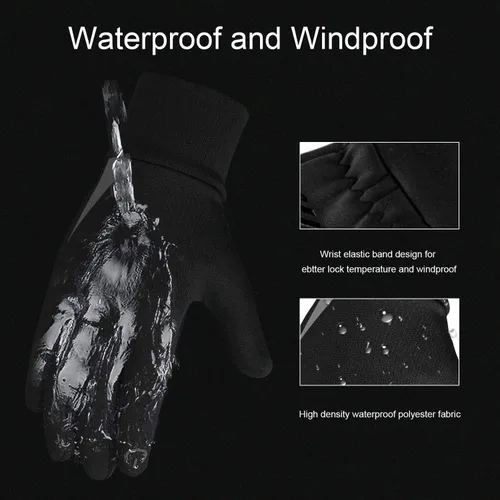 Miniatura 3 de Guantes de invierno para niños, resistentes al agua, con forro suave, para pantalla táctil, para niños y niñas, de 3 a 15 años, color negro