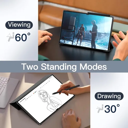 Miniatura 6 de JETech Funda para Samsung Galaxy Tab S10 Ultra/Tab S9 Ultra de 14.6 pulgadas, funda protectora translúcida con soporte de tres pliegues en la parte