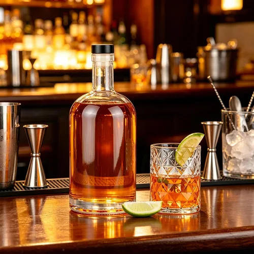 Miniatura 5 de GUANENA Paquete de 3 botellas de vidrio transparente de 33 onzas con tapas y cápsulas retráctiles de PVC, botellas de licor de 33.8 fl oz con tapas
