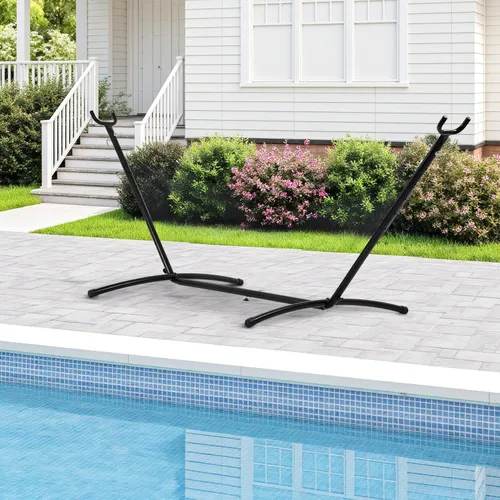 Miniatura 8 de FDW Soporte de hamaca portátil de 9 pies, soporte de hamaca resistente, soporte de acero portátil solo para patio al aire libre o interior con funda