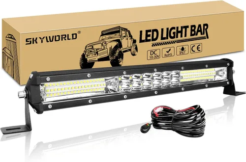 Miniatura 9 de SKYWORLD Barra de luz de trabajo LED de doble fila de 15 pulgadas, 108 W, 10800LM, haz de punto antiniebla, 6000 K, lámpara de conducción
