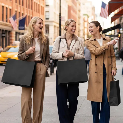 Miniatura 6 de METRONIC Paquete de 100 bolsas de regalo grandes de papel negro de 16X6X12, bolsa de compras kraft con asas para pequeñas empresas, boutique