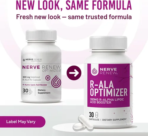 Miniatura 3 de NERVE RENEW Optimizer - Suplemento de apoyo nervioso - 30 cápsulas - 300 mg de ácido R-alfa lipoico estabilizado por cápsula - Absorción rápida