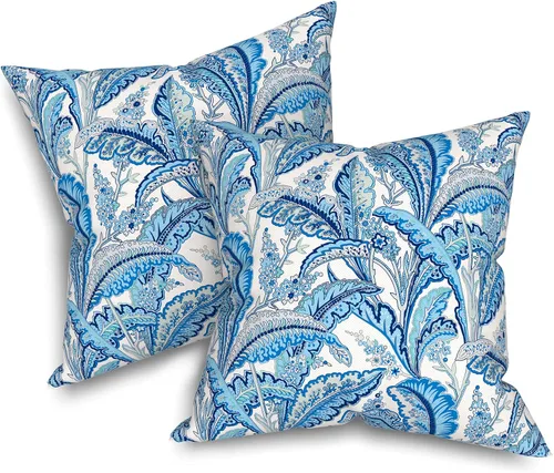 Miniatura 387 de Juego de 2 almohadas para exteriores de 16 x 16 pulgadas, repelentes al agua con interiores, para muebles de patio, hogar, jardín, geometría bohemia