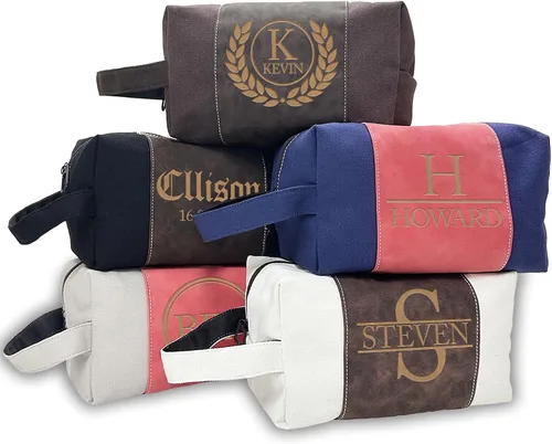 xrlsg Neceser personalizado para hombres, kit organizador de viaje grabado con láser personalizado con nombre monogramado, regalo para marido,