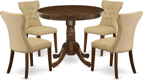 Miniatura 15 de East West Furniture ANGA3-ABK-24 - Juego de comedor de 3 piezas para espacios pequeños que contiene una mesa de cocina redonda con pedestal y 2