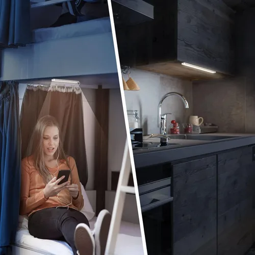 Miniatura 2 de DWEPTU Paquete de 2 Luces LED Debajo del Gabinete Regulables Luces Debajo del Gabinete con Alimentación USB para Luz de Armario Barra de Luz Debajo