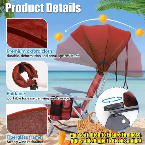 Miniatura 4 de DaisyInner 2 piezas de silla de playa sombrilla plegable extra grande con abrazadera ajustable para playa, camping, pesca, sala de estar al aire