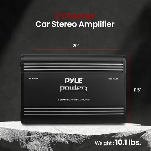 Miniatura 2 de Pyle Amplificador estéreo para automóvil de 2 canales, 4000 W, doble canal puenteable, sonido MOSFET de alta potencia, caja de amplificador