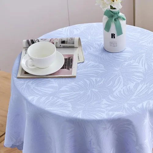 Miniatura 42 de Mantel redondo de tela de 60 pulgadas, mantel con diseño de hojas, borde festoneado, mantel sedoso, impermeable, resistente a las arrugas, lavable