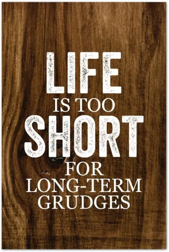 Funny Vintage Wood Signs 12x18 Inch,Life is Too Short for Long-Term Grudges Farmhouse Wooded Sign for Home Front Door Porch Entrance Decor Ready to
