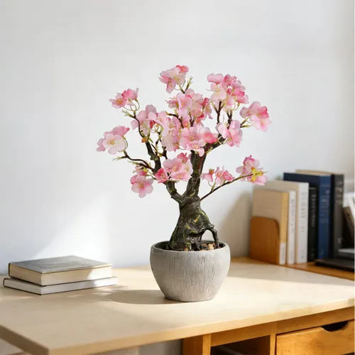 Miniatura 2 de KAIRNE Maceta floral de cerezo rosa artificial, 15.7 pulgadas de alto, plantas falsas de bonsái, plantas de imitación de flores, ramas decorativas