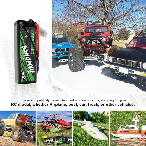 Miniatura 5 de OVONIC Batería Lipo 80C 3S 5200mAh 11.1V con conector EC5 para arrma 1/10, 1/8, 1/7Scale RC coches y camiones Buggy Truggy