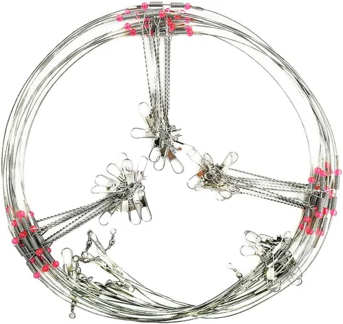 Fishing Wire Leaders for Bottom Rigs: 10pcs 1/2/3 Arm Saltwater Hi-Low Rig Leaders with Swivels Snap for Trolling Pier Surf Fishing Tackle - Arm