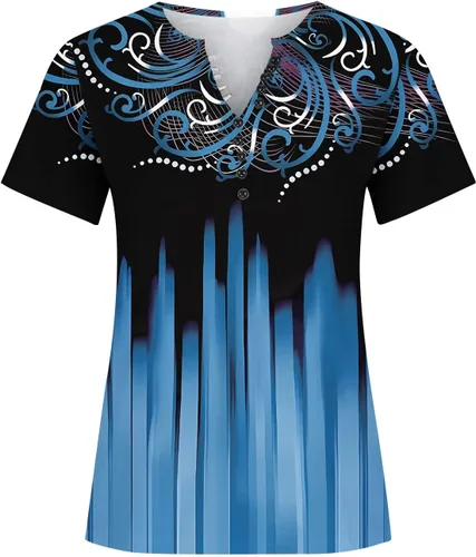 Miniatura 98 de Summer Shirts for Women 2025 Plus Size Short Sleeve Henley Tops Marble Floral Loose Tshirt Tee Casual Dressy Tunics