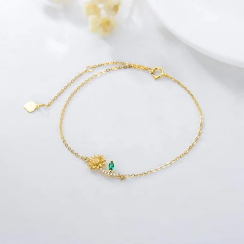Miniatura 2 de WSX Solid 14k SunflowerHeart Charm Bracelet for Women Girls Charm Bracelets Gifts for Her Graduation Birthday Valentine