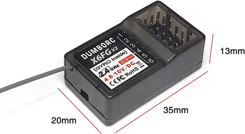 Miniatura 7 de ATA HOBBY DUMBORC 2 piezas X6FG (construido en giroscopio) 6 canales 2.4GHz receptor RC para DUMBORC X6/X4/X5/X6PM-350 transmisor RC coche barco