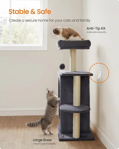 Miniatura 5 de Feandrea - Árbol para gatos, torre pequeña para gatos de interior, cuevas de felpa con percha, postes para arañar, para espacios pequeños, gatitos
