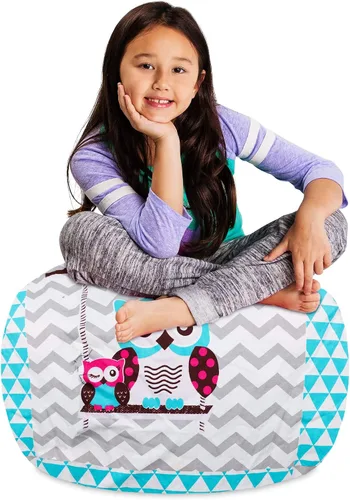 Miniatura 61 de Posh Stuffable - Sillón puff con almacenamiento para niños, contenedor de animales de peluche, organizador de juguetes de niños Lona rayas verde