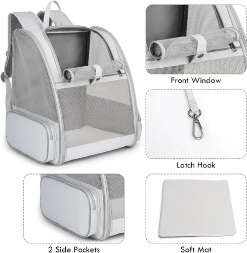 Miniatura 2 de Mochila transportadora para gatos, mochila grande para mascotas con varita de gatito, juguete de plumas para perros medianos y pequeños, gatos