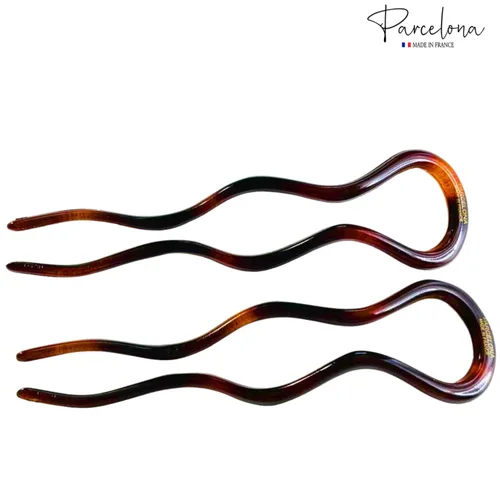 Miniatura 5 de Parcelona Francés Extra Grande 5 Pulgadas Tortuga Shell Ondulado Crink U En Forma De Horquilla De Pelo 2 Piezas