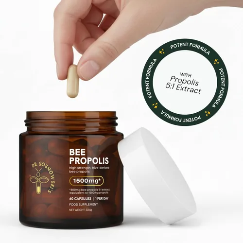 Miniatura 4 de Dr Sosnowski's Propóleo de Abeja 1500mg de Alta Potencia Superalimento Derivado del Colmillo, Cápsulas Vegetales, 60 Unidades Suministro