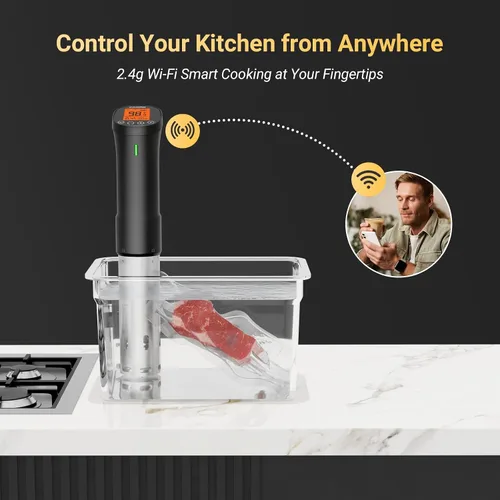 Miniatura 2 de INKBIRD Wifi Sous Vide Cocina, Máquina Sous Vide de 1000W, Circulador de Inmersión con Control Remoto con Aplicación, Recetas, Temporizador, Alarma