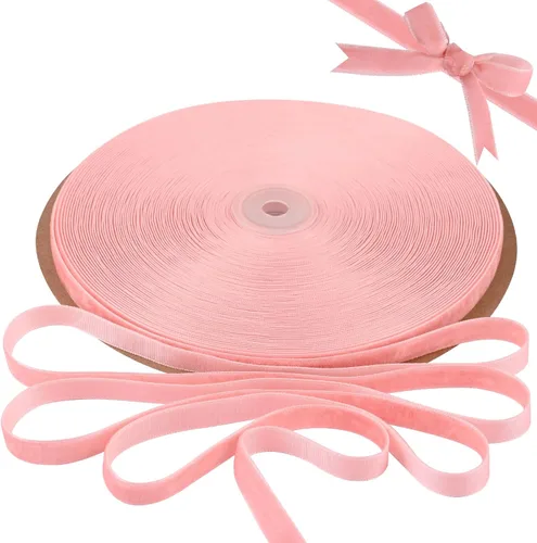 Miniatura 15 de BokingOne Cinta de terciopelo rojo vino, 3/8 pulgadas x 30 yardas, cinta de terciopelo de nailon burdeos para envoltura de regalos, bodas